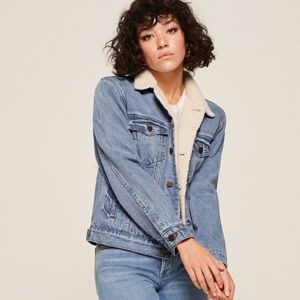 Reformation Shearling Denim Jacket
